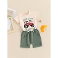 thumbnail image 2 of Toddler Baby Boy Farm Outfits Summer Tractors Print Short Sleeve T Shirt Top and Shorts Set Infant Country Clothes, 2 of 7