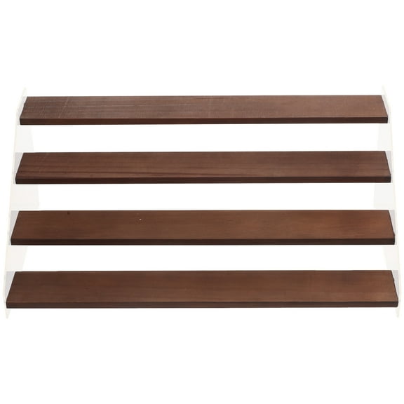1 Set Multi-tier Riser for Display Acrylic Wood Figure Display Stand Multi-functional Ladder Shelf