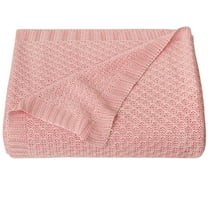 NTBAY Natural Cable Knit Baby Blanket, Soft and Cooling Touch Toddler Blanket, 30 x 40 Inches, Pink