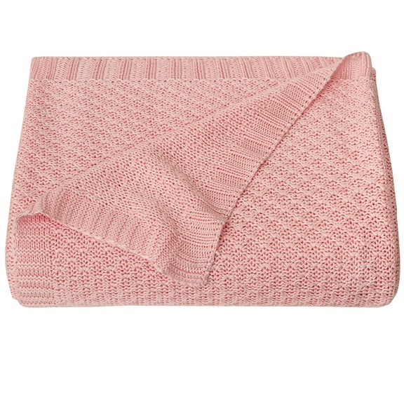 NTBAY Natural Cable Knit Baby Blanket, Soft and Cooling Touch Toddler Blanket, 30 x 40 Inches, Pink