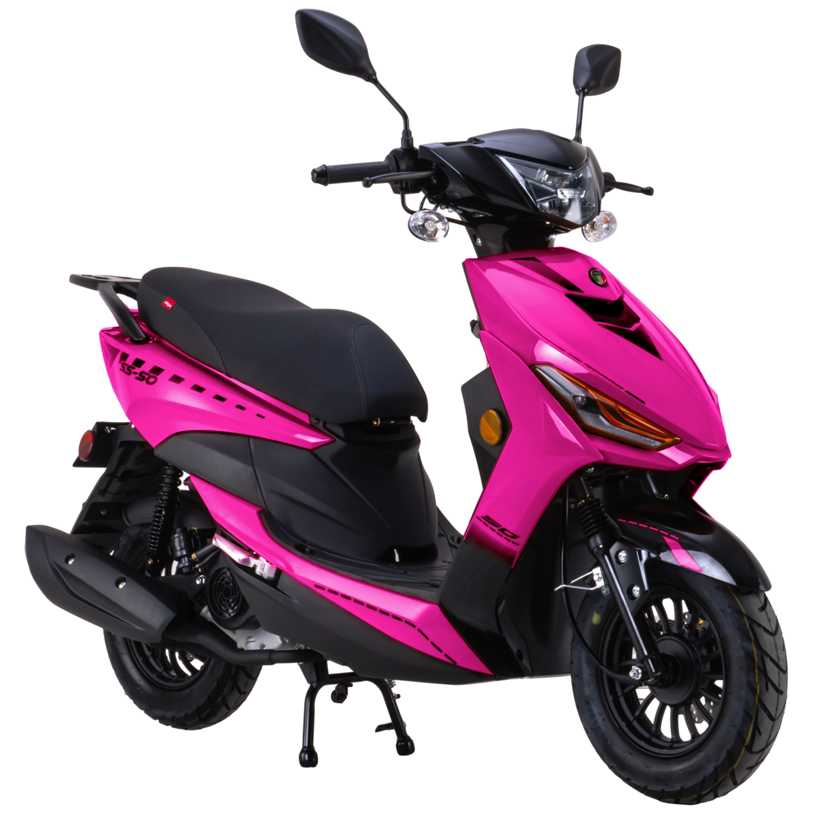 Double Global Brand 200 Gas Moped Adult Gas Street Moped with 12" Wheels! LED Headlight!