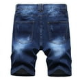thumbnail image 3 of cllios Mens Denim Shorts Plus Size High-end Ripped Personality Big and Tall Stitching Trend Denim Shorts Jeans, 3 of 8