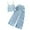 Blue, variant on Girls Sleeveless Ruffle Top & Wide Leg Pants Set, Summer Kids Outfit,Purple,8Y