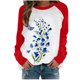 thumbnail image 1 of Moda Mujer Primavera Otoño Patchwork Impreso Mangas Largas Cuello Redondo Casual Tee Tops Fridja hkj3068, 1 of 6