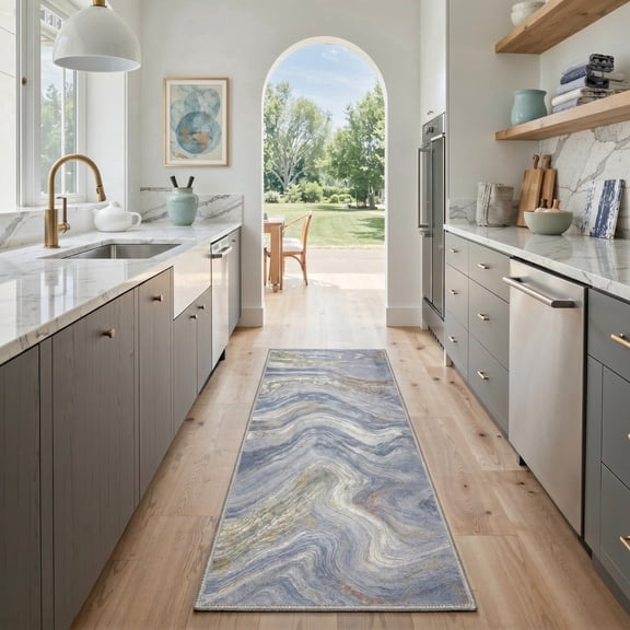 GENIMO 2' x 6' Runner Rug, Washable Non Slip Soft Boho Geometric Hallway Runner for Kitchen Entryway Laundry Room, Cream Beige