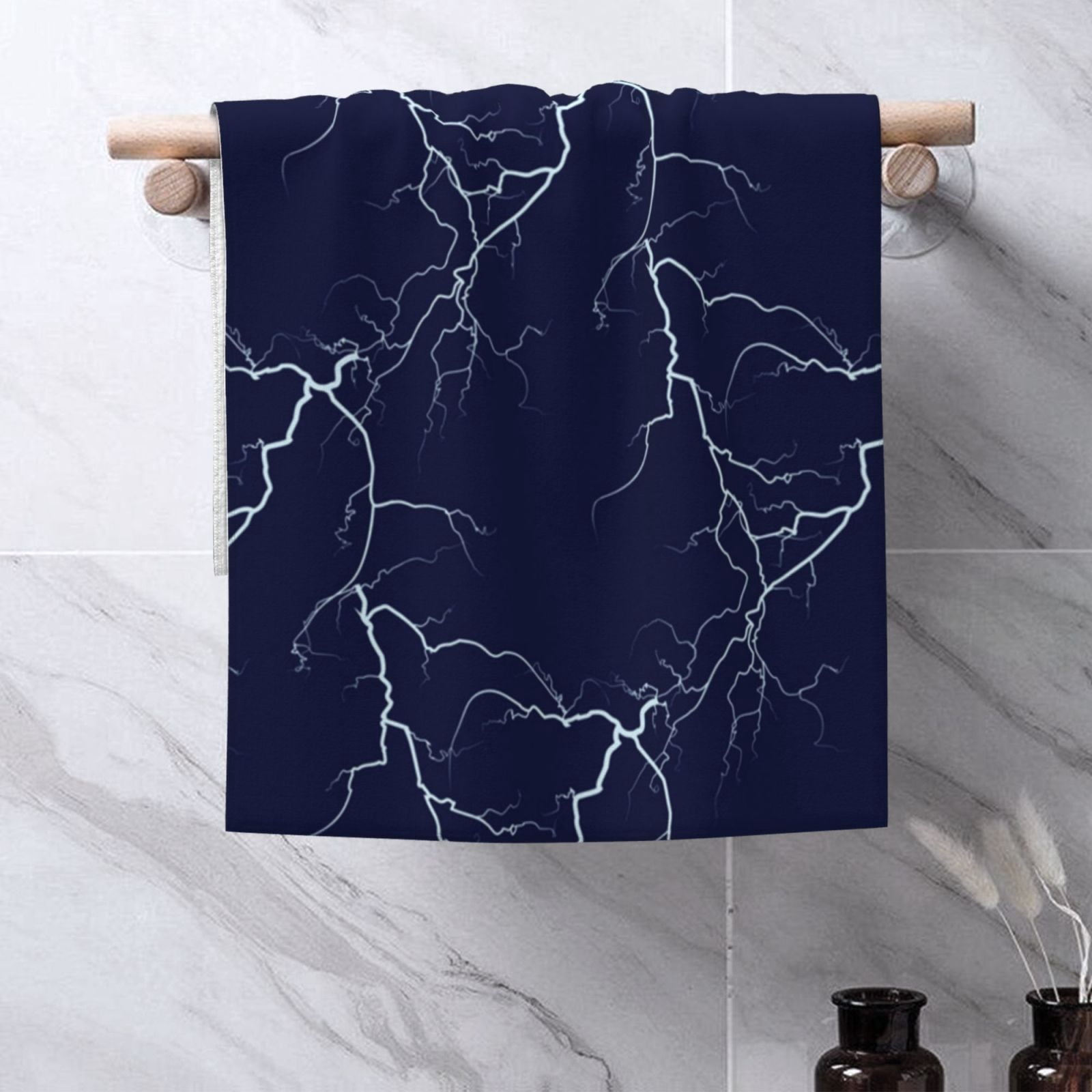 White Lightning Thunder 27.5" x 16" Ultra Soft Hand Towel, Face Wash Cloth for Bathroom, Gym, Travel, Pool