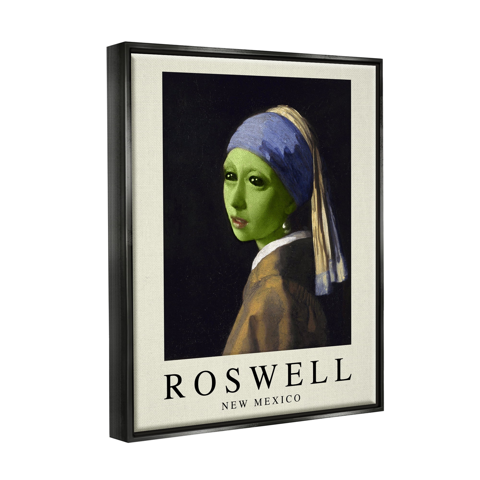 Stupell Industries Funny Alien Girl Roswell NM Travel & Places Painting Black Floater Framed Art Print Wall Art