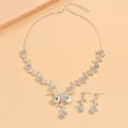thumbnail image 5 of Elegant Crystal Flower Bridal Wedding Jewelry Sets For Women Bridesmaids Delicate Rhinestone Floral Leaf Statement Choker Necklace Dangle Earrings Luxury Valentine Day Gifts Party Prom Costume, 5 of 11