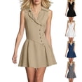 thumbnail image 7 of Dvprdro Womens Summer 2026 Sleeveless Collared Button Front Asymmetric Hem Loose A Line Mini Dress Casual, 7 of 7