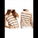 thumbnail image 3 of Suéter Tipo Camisa de Cuello Redondo, Holgado, Estilo Europeo y Estadounidense, con Rayas y Cuello Halter para Mujer Caqui L, 3 of 6