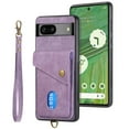 thumbnail image 4 of Nalacover for Google Pixel 8, Slim Case Wallet with Credit Card Holder, Back Flip Premium Leather Magnetic Clasp Kickstand Wirst Hand Strap Shockproof Cover for Google Pixel 8, Purple, 4 of 7