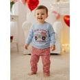 thumbnail image 3 of BemeyourBBs Toddler Baby Boy Valentines Day Outfits Spring Fall Winter Clothes Letters Printed Sweatshirt Tops and Plaid Pants Set, 3 of 9