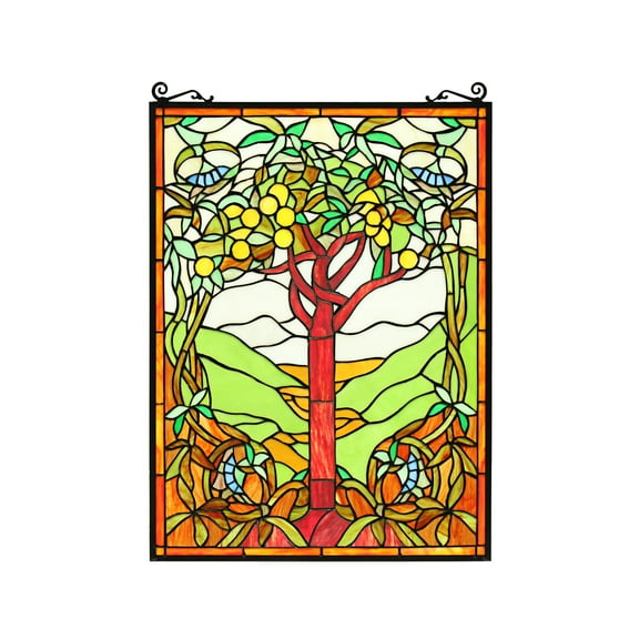 RADIANCE Goods Tiffany-Glass Fruits of Life Window Panel 18x25