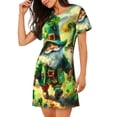 thumbnail image 2 of Pofeuu st. patrick’s day gnomes Print Women's Loose Fit Short Sleeve Nightgown, Comfortable Sleep Dress for Women, Casual Lounge Sleepwear, Soft Cotton Sleep Dress, 2 of 6