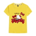 thumbnail image 4 of Ropa infantil de Hello Kitty, camiseta informal de verano a la moda de manga corta con estampado de dibujos animados para niña, camiseta transpirable de algodón puro para niño, nueva, 4 of 5