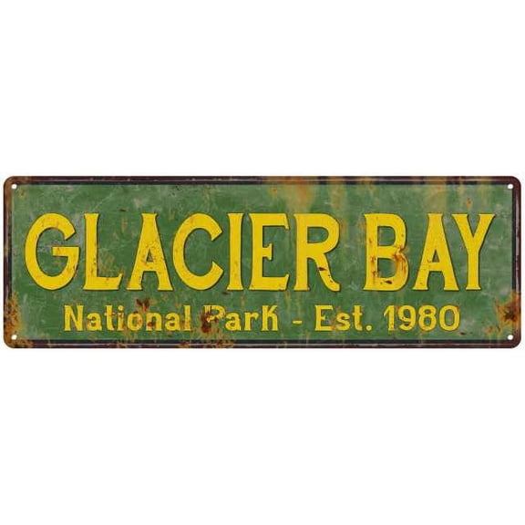 Glacier Bay National Park Rustic Metal 8x24 Sign Cabin Wall Decor 108240057026