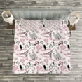 thumbnail image 3 of Ambesonne Eiffel Quilted Bedspread Set 3 Pcs, Love in Paris Bridal Pink, Queen Size, Rose Black White, 3 of 3