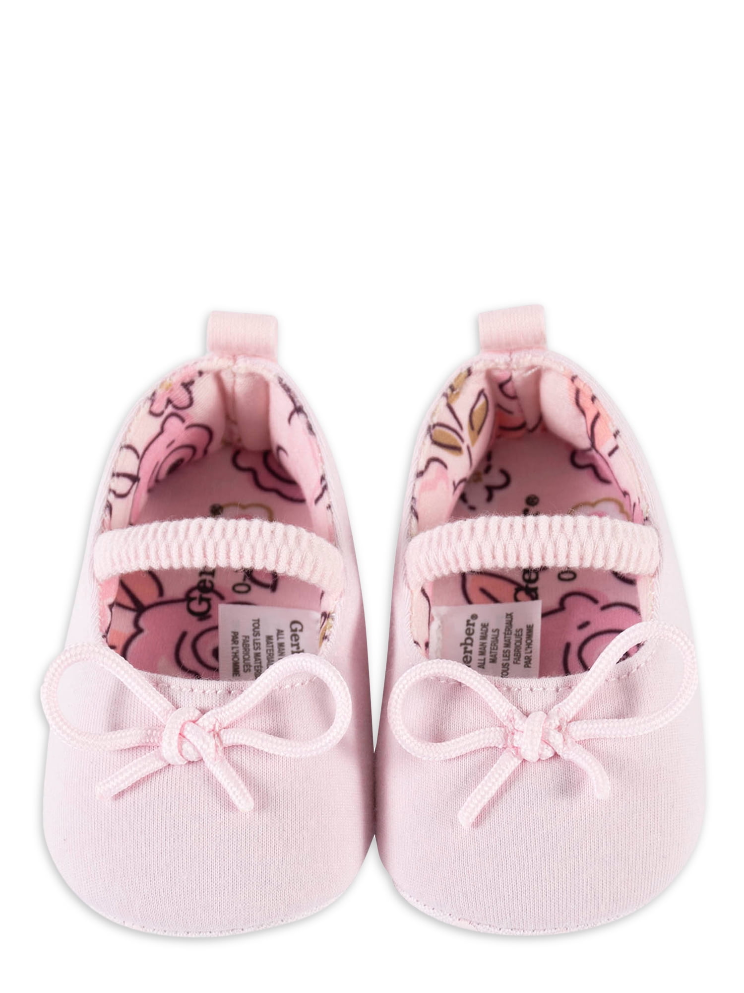 Gerber Baby Girl Ballet Slipper Shoes, 1-Pack (0-3M - 3/6M)