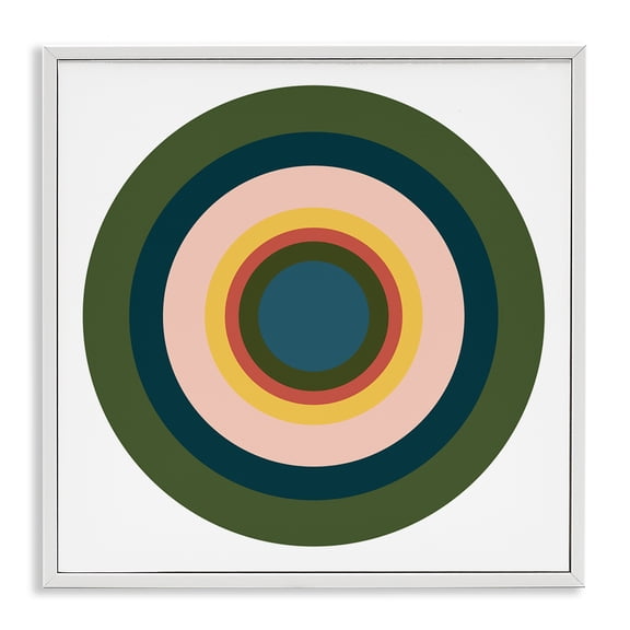 Stupell Industries Mid-Century Green Muted Circles White Framed Giclee Art, 17 x 17, by Jim Schlotzhauer