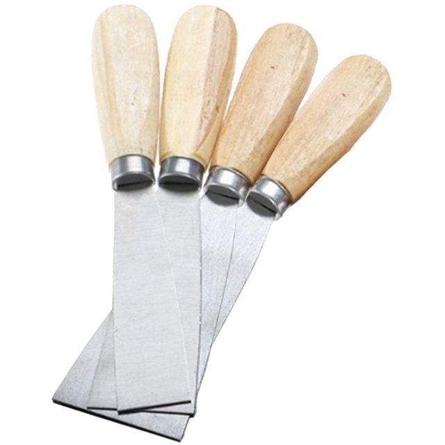 Raspador Rawiri, espátula de metal de 4 piezas, espátula de hierro, cuchillo para colocar con mango antideslizante para limpiar papel tapiz, paredes, vidrio, espejos y pisos