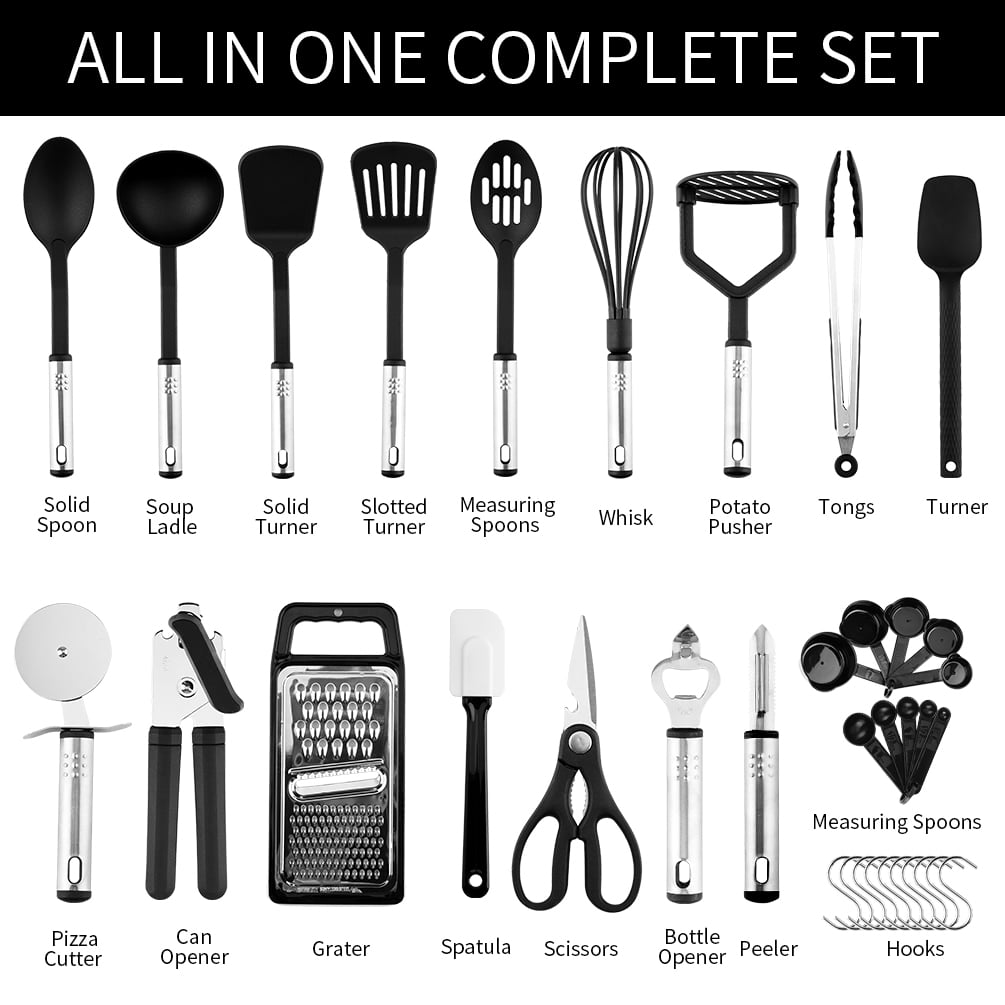 everbirght 35 pcs kitchen utensils set, stainless steel cooking