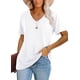 thumbnail image 1 of Camiseta Lunivop para mujer, cuello en V, manga corta, casual, blanca, L, 1 of 4