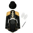 thumbnail image 3 of Ocealan Kids Girls Ringmaster Dance Dress with Drummer Hat Sequins Tailcoat Leotard Black-C 10, 3 of 6