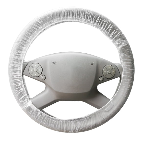 REGALWOVEN 100pcs Car Elastic Disposable Plastic Waterproof Steering Wheel Cover Universal White