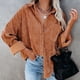 thumbnail image 4 of Dinheiro Astylish Camisas de pana para mujer Blusas casuales de manga larga con botones Top (marrón), XL,, 4 of 5