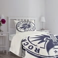 thumbnail image 5 of Ambesonne Rock Music Quilted Bedspread Set 2 Pcs, Vintage Sun Stamp, Twin Size, Cobalt Blue, 5 of 6