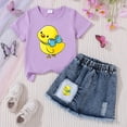 thumbnail image 2 of BOBOGOJP Girls Summer Clothes Butterfly Print Short Sleeve Tops Denim Skirt Shorts Set Cute Outfits Kids Girls 6-12Y, 2 of 4