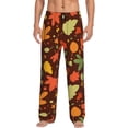 thumbnail image 2 of Lsque Autumn Leaves Print Men's Pajama Pants, Lounge Pant - Comfortable Home Wear,Elastic Waistband, Stylish Design-XX-Large, 2 of 9