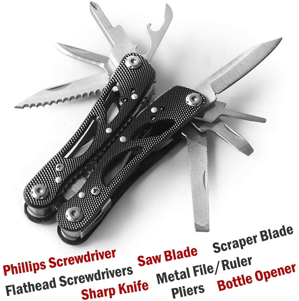 Folding Multi Tool Kit, Black Stainless Steel 1 Multi-Purpose Pocket Multitool Plier Screwdriver + Bits Set for Survival, Camping, Hunting, Fishing Folding Multi Tool Kit, Black Stainless Steel 1 Multi-Purpose Pocket Multitool Plier Screwdriver + Bits Set for Survival, Camping, Hunting, Fishing