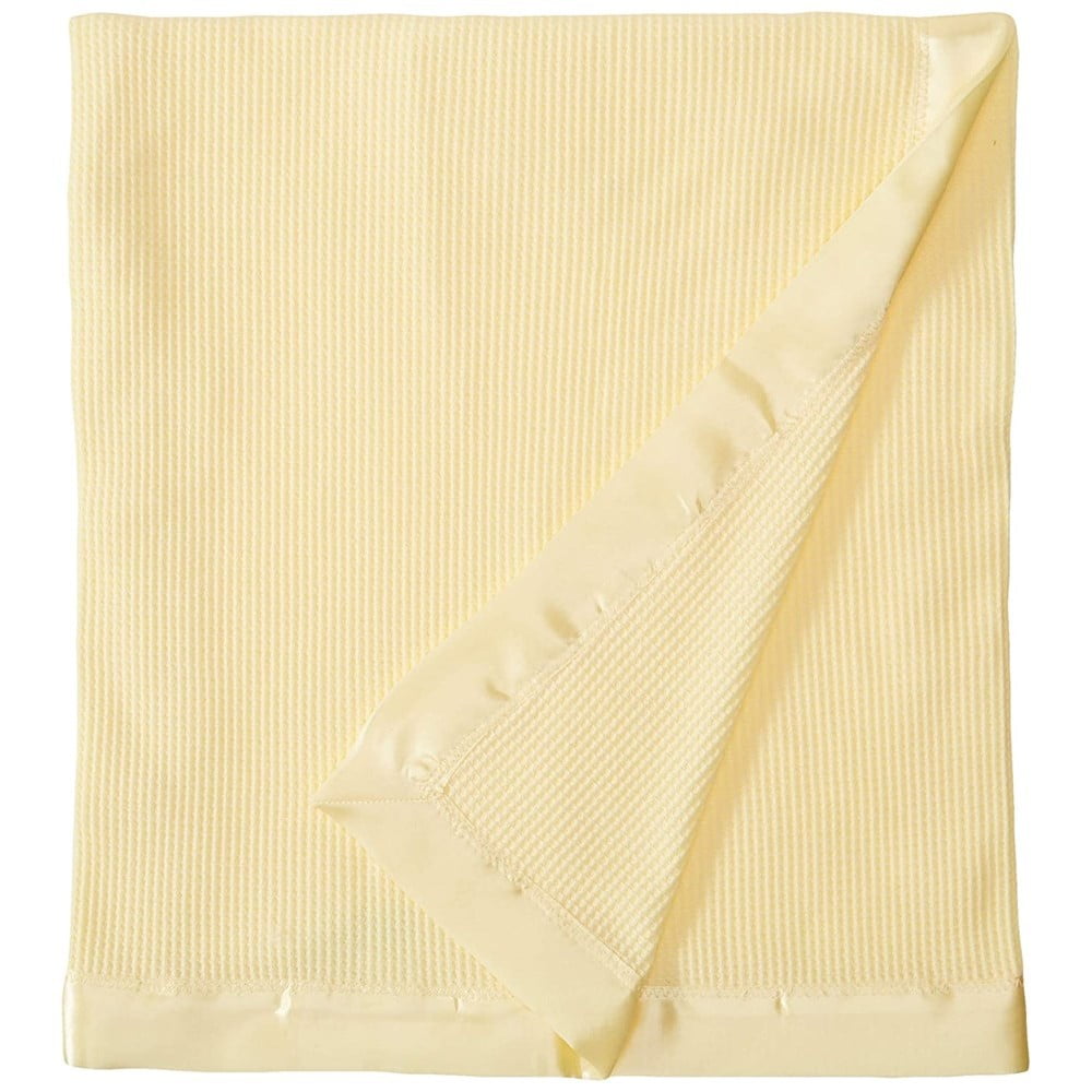 Thermal Waffle Weave Baby Blanket With Satin Nylon Trim Yellow Walmartcom Walmartcom