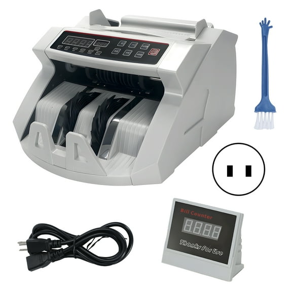Money Counter Machine with Value Count, UV/MG/IR Counterfeit Detection Function Cash Counter, LCD Display Cash Counter, Mix Denomination Counter Machine for Bank Supermarket
