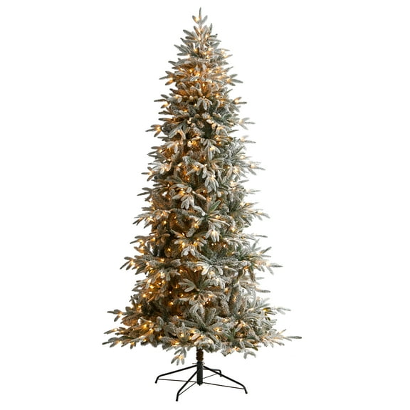 Nearly Natural Prelit LED Warm White Lights, Flocked Spruce Artificial Christmas Tree, 8.5'
