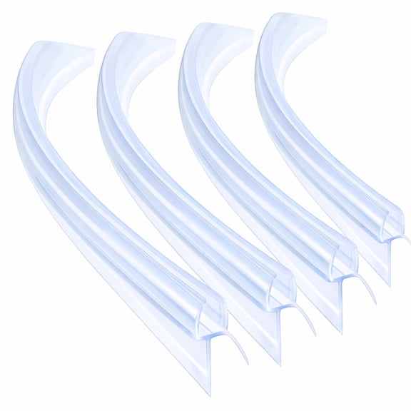Curved Shower Door Seal 4 Pack 40cm for 6mm/8mm/10mm Glass Long 12mm Soft Lip PVC Replacement Seal for Round Shower