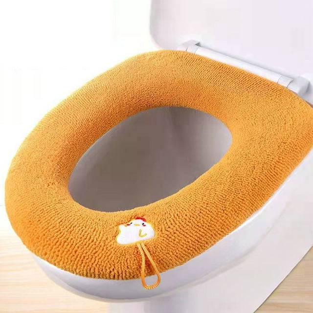 Fiudx Cojín Universal para Asiento de Inodoro, Suave Tejido Polar, Lavable y Reutilizable, Cómodo para Todo El Año, Compatible con Asientos Estándar En Forma de O, Disponible En Rosa y Amarillo, Diám