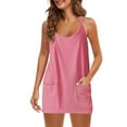 thumbnail image 4 of Wiyuqeen Women's Spaghetti Strap Mini Dress with Shorts Dressy Casual V Neck Sleeveless Athletic Dress Comfy Baggy Plain Short Tennis Dress with Pockets, 4 of 8