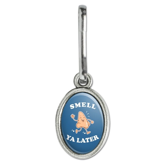Smell Ya Later See Nose Funny Humor Antiqued Oval Charm Clothes Purse Suitcase Backpack Zipper Pull Aid