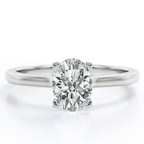 JeenMata Enchanting Prong 0.75 Carat Oval Cut Solitaire Engagement Ring in 18K White Gold Plating over Silver