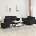 thumbnail image 1 of vidaXL 3 Piece Sofa Set with Cushions Black Faux Leather, 1 of 5