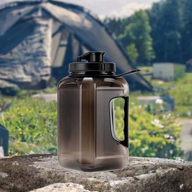 Botella de agua grande 2400ml a prueba de fugas para deportes de senderismo Negro shamjiam