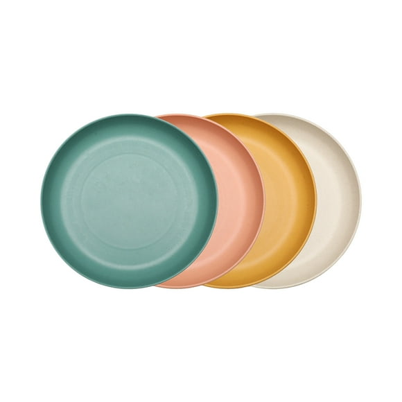 Plastic Dinner Plates Plate Sets 8.9-Inch Whea-T Straw Plate - Microwave And Dishwasher Safe, Durable Plastic Plate - Set Of 4