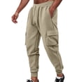 thumbnail image 2 of Aimik Men's 100%Cotton Waffle Knit Joggers Cargo Pant with Pocket Drawstring Soft Warm Elastic Sweatpants for Fall Winter, 2 of 6