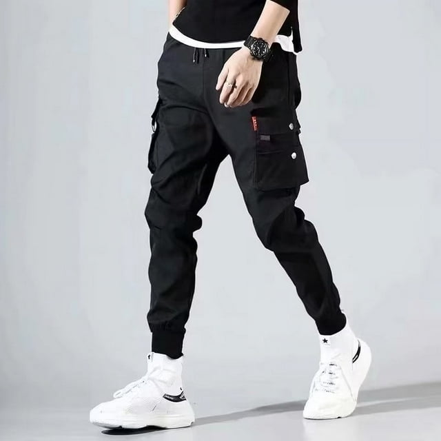 New Hong Kong Style Workwear Pants Men‘s Solid Color Versatile Loose Trendy Large Size Leggings