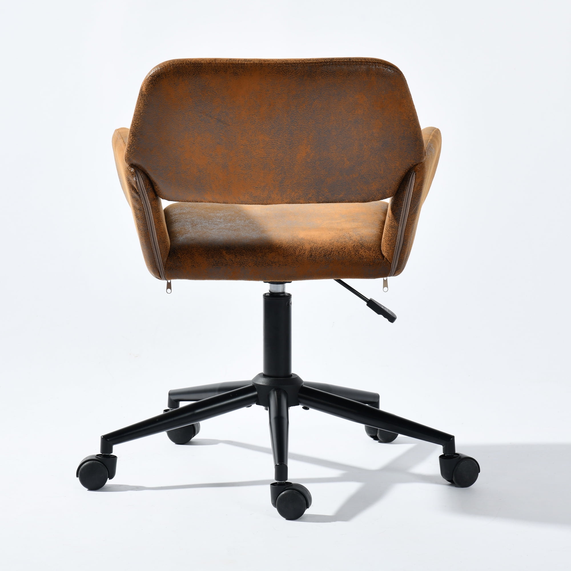 Homy Casa Adjustable Swivel Desk Chair, Modern Office Chair with Armrest for Home & Study, Suede Brown