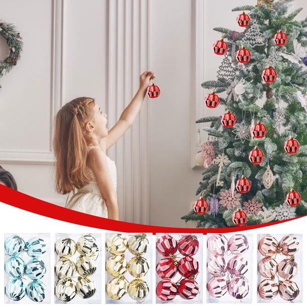 Xihbxyly Bolas Navideñas de Plástico Pintadas a Mano, Resistentes y Duraderas, Ideales para Decorar Fiestas o Árboles, Ideales para Coronas o Centros de Mesa, de Múltiples Formas y Tamaños, Juego de
