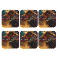 thumbnail image 2 of Pofeuu Colorful Bull Western Man Print Leather Coasters Set of 6, Round Cups Mugs Mat Pad for Home Kitchen Heat Resistant Drink Coasters,Square, 2 of 7