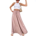 thumbnail image 1 of Pantalones de pierna ancha para mujer, pantalones de moda informales de cintura alta para el trabajo, citas en la calle, compras, 1 of 8